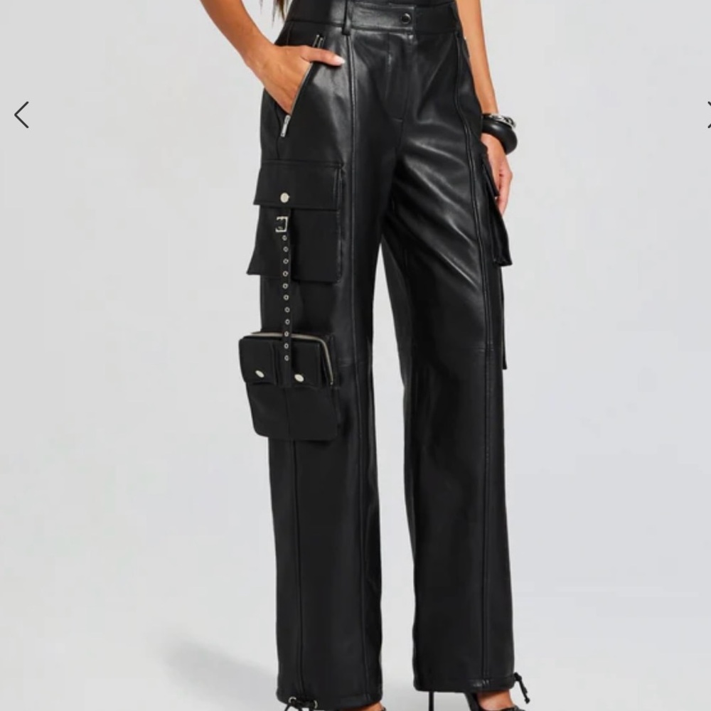 RETROFETE Black Leather Pants size S